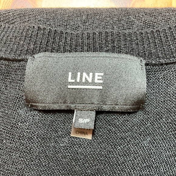 LINE KNITWEAR Modal Cashmere Blend Black Vee Neck Sweater Drop Shoulders US Sz S - Picture 4 of 8
